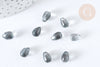 Perles cristal transparent goutte paillettes dorées 9mm, verre, 50 perlesG7295