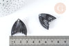 Colgante de cola de pez acrílico negro 27 mm, creación de joyería de plástico, X2 G7279