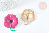 Broche fleur coquelicot violet laiton doré émaillé,broche dorée,creation bijoux,décoration veste, 59x25mm,l'unité G7278-Gingerlily Perles