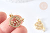 Pendentif rond planète étoiles laiton doré 18K zircons 21mm,pendentif doré création bijoux, l'unité G7388-Gingerlily Perles