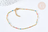 chaine de cheville acier doré 14k résine multicolore chaine doree, bracelet chaîne fine,création bijou,1.5-2mm,23cm, l'unité G3663-Gingerlily Perles