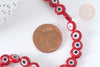 Perle disque Mauvais Oeil Grecque verre rouge,le fil de 36.9cm, X1G7288