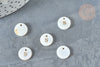 Pendentif rond nacre blanche lettre, pendentif alphabet,coquillage blanc,coquillage naturel,création bijoux,11mm,1 trou-G049-Gingerlily Perles