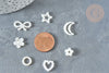 Cabochons acrylique blanc nacré coeur étoile10-14mm, élément à coller nailart, lot de 10 G7502-Gingerlily Perles