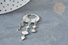 Pendentif pluie lunes et étoiles acier inoxydable 201 argenté 55mm, création bijoux acier, l'unité G7389-Gingerlily Perles