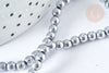 Light gray synthetic hematite round bead 4mm, DIY, X1, 39cm wire G7402