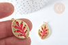 Pendentif médaille étoile laiton doré 20K émail rouge ,pendentif doré pendentif laiton doré,13.7x9mm,l'unité G7566-Gingerlily Perles
