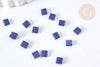 Perles rocaille carré verre rectangle bleu opaque, création bracelet, perle tila,4.5mm,2 trous, Les 50 (4.8GR) G7486-Gingerlily Perles