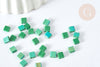 Perles rocaille carré verre rectangle vert irisé,création bracelet, perle tila,4.5mm,2 trous, Les 50 (4.8GR) G7483-Gingerlily Perles