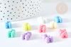 Multicolored plastic bear charm 18mm, colorful plastic jewelry creation, set of 10 G7466