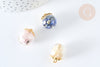 Pendentif Boule globe verre pierre naturelle zamac et laiton doré 20mm, pierre véritable, pendentif pierre naturelle, l'unité G7577-Gingerlily Perles