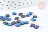 Perles rocaille carré verre rectangle noir mat bleu irisé opaque,création bracelet, perle tila,4.5mm,2 trous, Les 50 (4.8GR) G7481-Gingerlily Perles