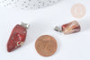 Pendentif Pépite jaspe rouge acier inoxydable 304 argenté 15~35mm, pendentif bijoux pierre, l'unité G7543-Gingerlily Perles