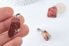 Pendentif Pépite jaspe rouge acier inoxydable 304 argenté 15~35mm, pendentif bijoux pierre, l'unité G7543-Gingerlily Perles