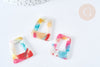 Pendentif trapèze acétate multicolore 29,5mm, création bijoux plastique,lot de 2 G7582-Gingerlily Perles