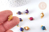 Pendentif Œil de tigre naturel teinté zamac doré coloré 13mm, création bijoux pierre naturelle, l'unité G7933-Gingerlily Perles