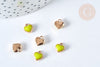 Pendentif breloque cœur en zamac doré émail jaune-vert 8mm, création bijoux coeur, lot de 10 G7545-Gingerlily Perles
