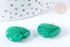 Pendentif cœur agate brésilienne vert foncé fer argenté 22mm, création bijoux pierre naturelle,l'unité G7927-Gingerlily Perles