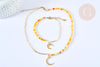 Collier ou Bracelet breloque lune laiton doré perles agate teintées, idée cadeau anniversaire, cadeau fête des mères, l'unité G7898-Gingerlily Perles
