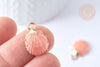 Pendentif coquillage zamac doré rose 19mm, pendentif création bijoux DIY x2 G2470