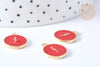 Pendentif médaille rond éclair émail rouge zamac doré 16mm, pendentif laiton émaillé, sans nickel, sans cadmium, 16mm, l'unité G7891-Gingerlily Perles