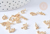 Pendentif lettre initiale laiton doré zircon blanc 11mm, pendentif doré sans nickel, pendentif lettre, initiale lettre, l'unité G7946-Gingerlily Perles