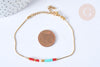 Bracelet Perles de rocailles japonaises rondes couleurs mixtes acier 304 inoxydable doré 19cm, bijou à offrir, bracelet amitié femme, perles de rocaille,19cm, G7902-Gingerlily Perles