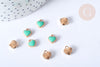 Pendentif breloque cœur en zamac doré émail vert clair 8mm, création bijoux coeur, lot de 10 G7546-Gingerlily Perles