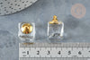 Pendentif Cube bouteille parfum verre transparent laiton doré 23mm, pendentif verre bouteille à remplir, l'unité G7936-Gingerlily Perles