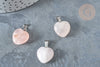 Pendentif cœur quartz rose lisse laiton platine 17~19mm, pendentif pierre naturel, l'unité G7542-Gingerlily Perles