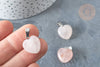 Pendentif cœur quartz rose lisse laiton platine 17~19mm, pendentif pierre naturel, l'unité G7542-Gingerlily Perles