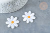 Ecusson brodé Marguerite thermocollant blanche 33mm, customisation vêtements, broderie fleur, lot de 2 G7787-Gingerlily Perles