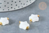 Breloque Etoile Jade blanc naturel laiton doré 17mm, création de bijoux DIY pierre, l'unité G7901-Gingerlily Perles