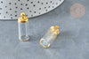 Pendentif Bouteille colonne en verre et capuchon en laiton doré 28,5mm, bouteille verre, laiton doré, tube verre, création bijoux,28,5mm G7935-Gingerlily Perles