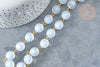 Chaine perle ronde acrylique blanc bleuté 11mm fer doré, Chaine dorée création bijoux, 1 mètre G7815-Gingerlily Perles