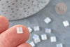 Perles rocaille carré verre rectangle transparent irisé, création bracelet, perle tila,4.5mm,2 trous, Les 50 (4.8GR) G7487-Gingerlily Perles