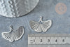 Pendentif acier argenté feuille gingko 23mm,acier inoxydable platine, création bijoux sans nickel,l'unité G7610-Gingerlily Perles