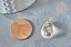 Transparent glass drop pendant dried flower golden brass 22-24mm, dried flower glass jewel, unit G7929