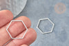 Charms hexagone acier 201 inoxydable argenté 20mm,création bijoux acier inoxydable, l'unité G7863-Gingerlily Perles