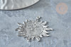 Pendentif soleil mystique argenté acier inoxydable 37.5mm, création bijoux acier inoxydable platine, l'unité G7655-Gingerlily Perles