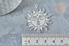 Pendentif soleil mystique argenté acier inoxydable 37.5mm, création bijoux acier inoxydable platine, l'unité G7655-Gingerlily Perles