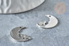 Pendentif argenté croissant de lune acier 201 inoxydable 24mm, breloque acier inoxydable platine l'unité G7604-Gingerlily Perles
