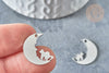 Pendentif argenté croissant de lune acier 201 inoxydable 24mm, breloque acier inoxydable platine l'unité G7604-Gingerlily Perles