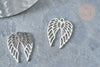 Pendentif Ailes d'ange acier 201 inoxydable argenté 22mm, création bijoux acier inoxydable, l'unité G7864-Gingerlily Perles