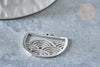Pendentif demi-cercle vagues argenté acier inoxydable 24mm, création bijoux acier inoxydable, l'unité G7608-Gingerlily Perles