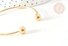 Bracelet jonc ouvert finition boule 2mm acier 304 inoxydable doré 50~65mm, doré inoxydable, bracelet sans nickel, l'unité G7734-Gingerlily Perles