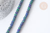 Perle Rondelle jaspe sésame teintée facettée bleu foncé 6x4mm, création bijoux pierre naturelle, le fil de 37.5cm G7874-Gingerlily Perles