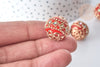 perle indonesienne polymère rouge strass et zamac doré 19.5mm,création bijou ethnique exotique, l'unité G7799-Gingerlily Perles
