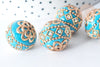 Perle indonesienne polymère bleu turquoise strass et zamac doré 19.5mm,création bijou ethnique exotique, l'unité G7800-Gingerlily Perles