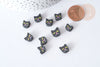 Cuentas de polímero gatos negros 8~10mm, cuentas de animales de fantasía DIY, X10 G7963